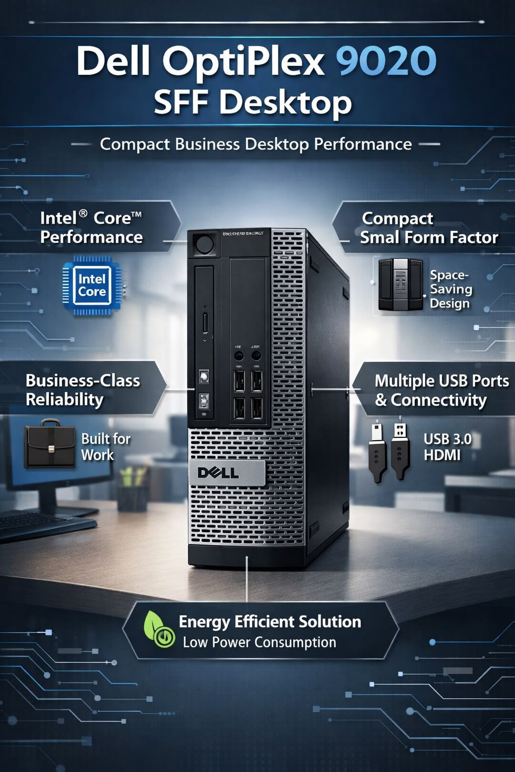 Dell OptiPlex Small Form Factor (SFF) lineup,Power your daily productivity with the ultimate workspace workhorse. Windows 11, Microsoft Office & Teams, Refurbished
