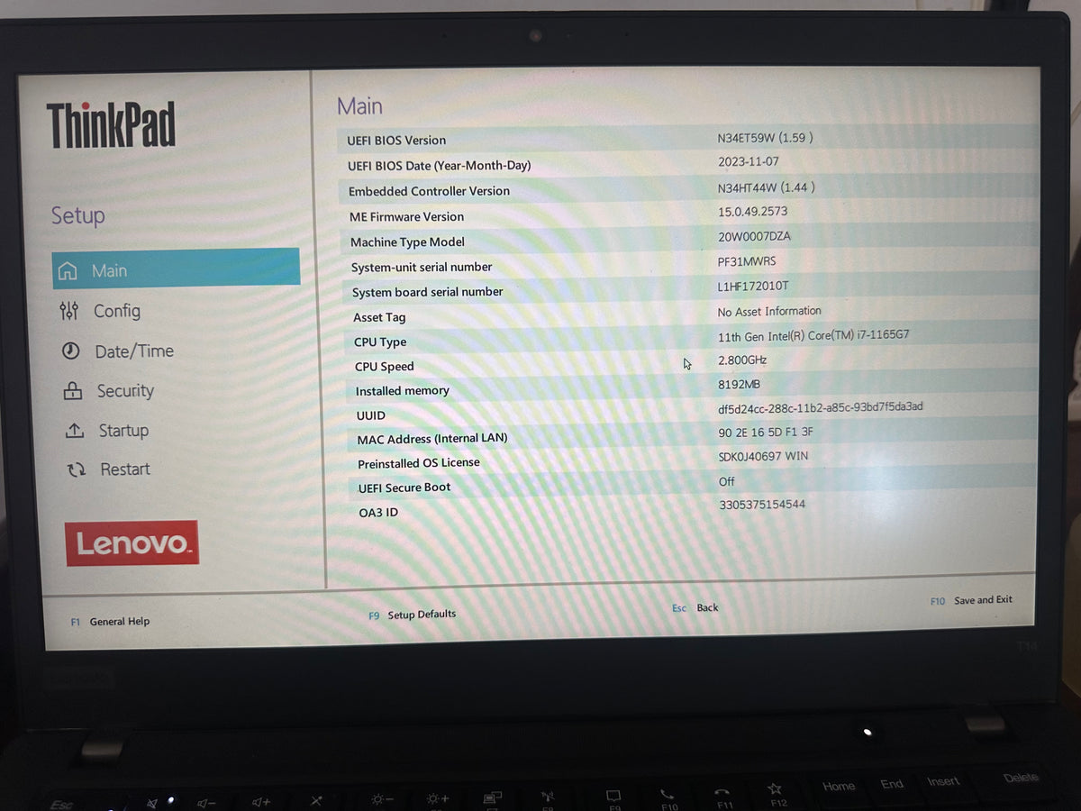 Lenovo ThinkPad T14 Gen 2 14" Slim Intel Core i7-1165G7 @ 2.800GHz 11th Gen, 8GB RAM, 256GB SSD, Windows 11 Pro, Microsoft Office 2024 & Teams |Refurbished Grade C 12 Months Warranty and Remote Support