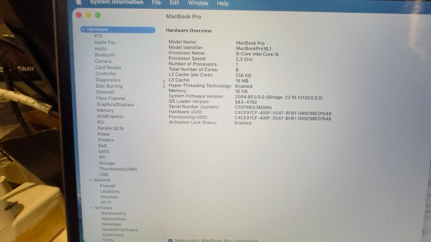 MacBook Pro i9 9th Gen