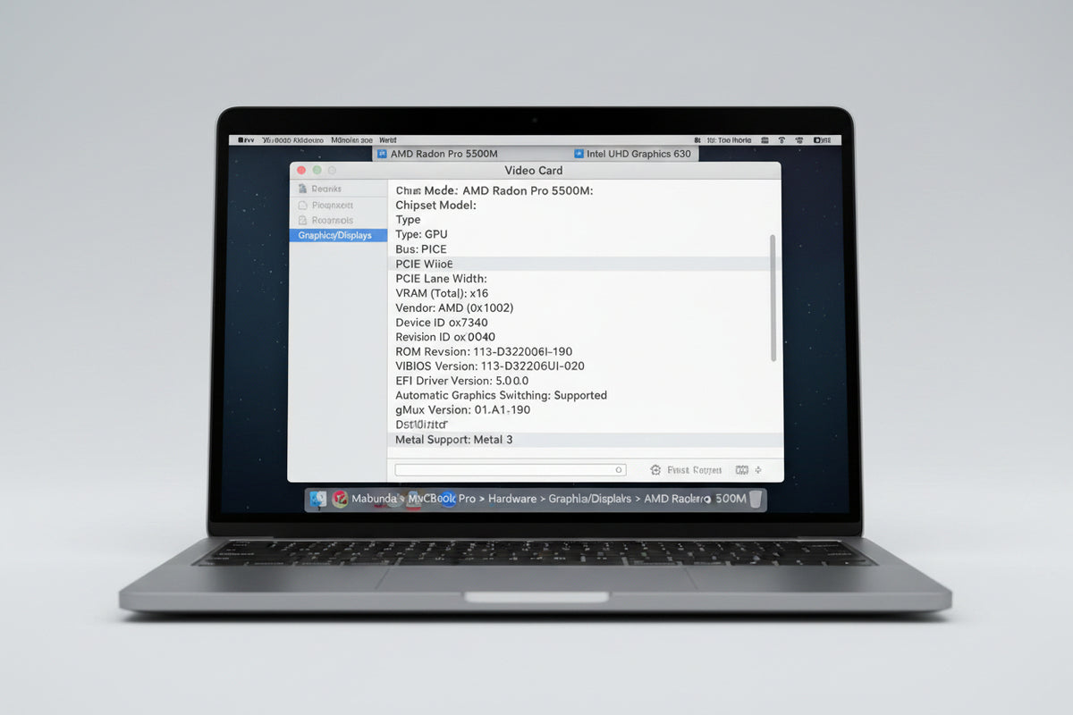 MacBook Pro Touch Bar i9 9th Gen |  Touch ID fingerprint sensor | 16Gb ram OnBoard |  Storage:  1TB SSD | AMD Radeon Pro 5500 GPU |  Microsoft Office 2024 | Refurbished | 6 Months Warranty