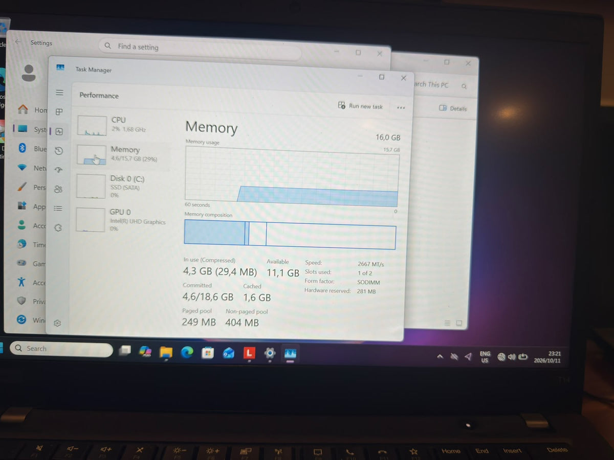 Lenovo ThinkPad T14 Gen 1 14" Slim Intel Core i5-10310U @ 1.700GHz 10th Gen, 16GB RAM, 256GB SSD, Windows 11 Pro, Microsoft Office 2024 & Teams, Refurbished Grade C 12 Months Warranty and Remote Support Refurbished